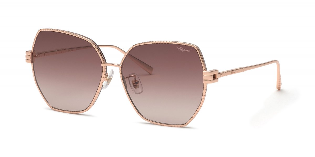 Chopard SCHL28M SHINY ROSE GOLD RED/BROWN RED SHADED 59/15/135 Unisex Zonnebrillen