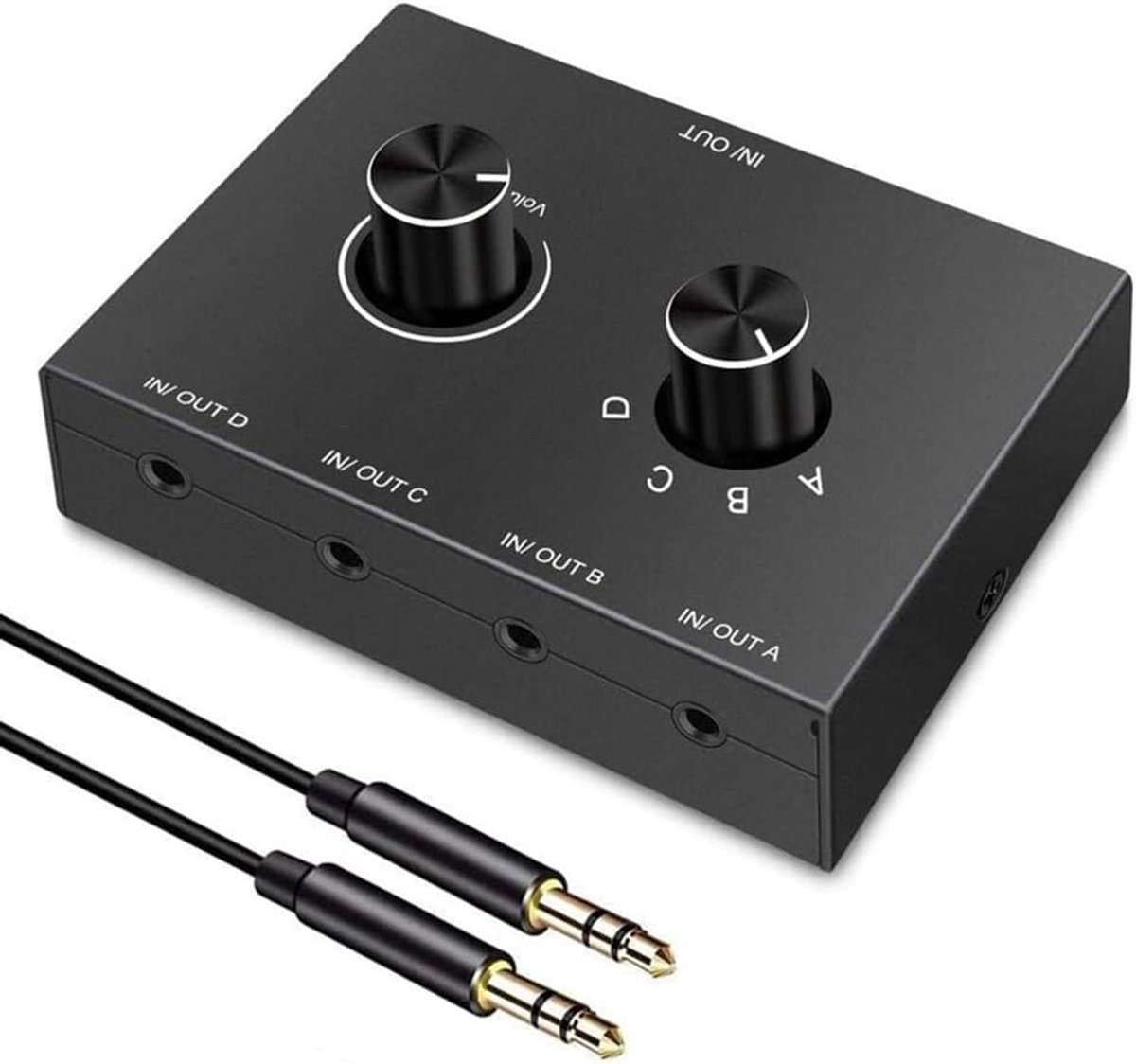 Audio Schakelaar Splitter - Stereo Selector Box - Meerdere Apparaten - Bidirectioneel Verkeer - Aluminium Legering - Zwart