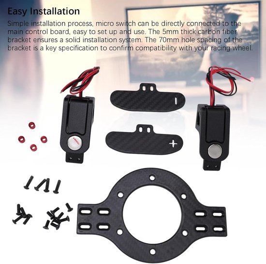 Schakelpeddels - Paddleshifters - Race Simulatie - Magnetische Activering - 70mm Houder - Koolstofvezel — afbeelding 5
