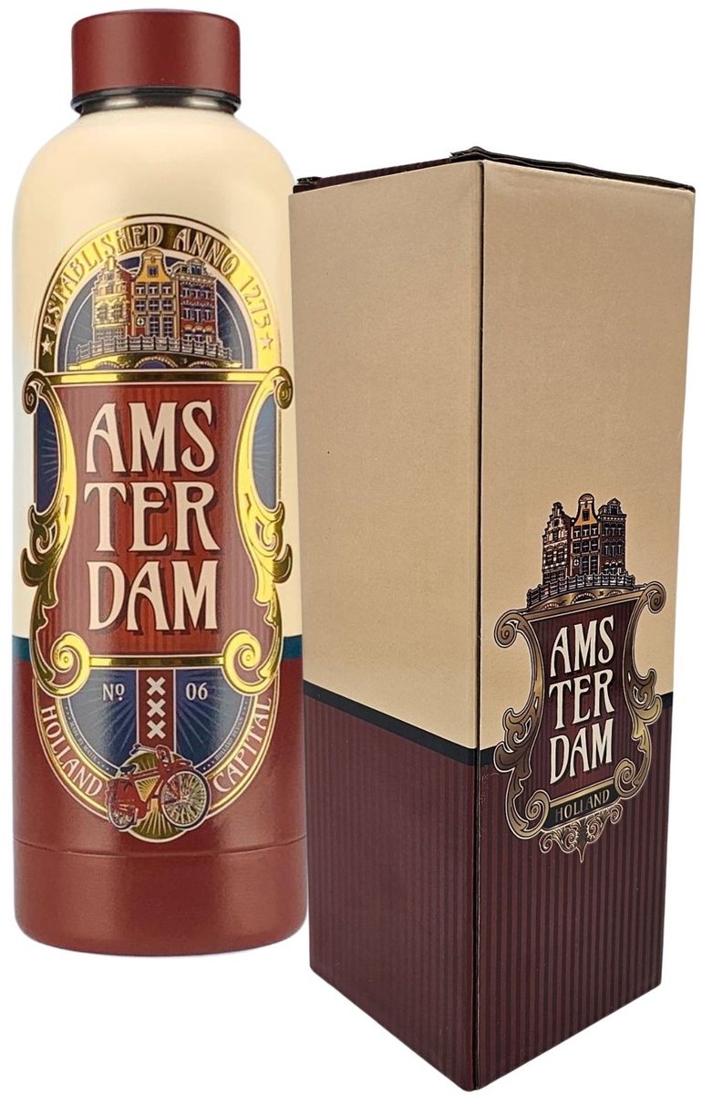Waterfles (isoleerfles) Amsterdam - rood/goud