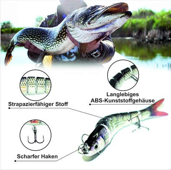 Wobbler Jerkbait - Kunstaas Vis - Roofvis Vangen - Flexibele 8-delige Constructie - 150mm 25 Gram - Rotog — afbeelding 2