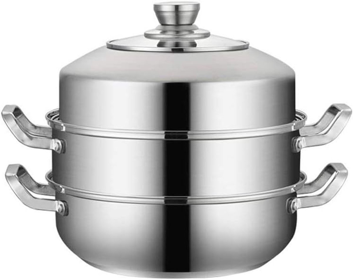 Stoompan Set Groente Pan Gezond Koken Roestvrij Staal 30cm Diameter