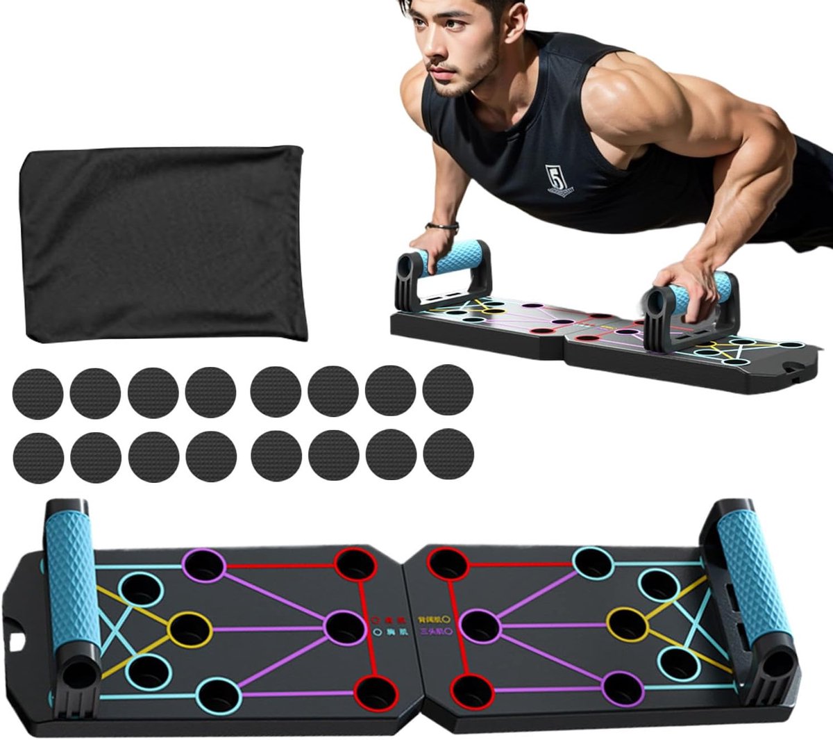 Fitness Bord - Kracht Training - Borst Spier Opbouw - Opvouwbaar En Draagbaar - 32 x 19 x 10 cm