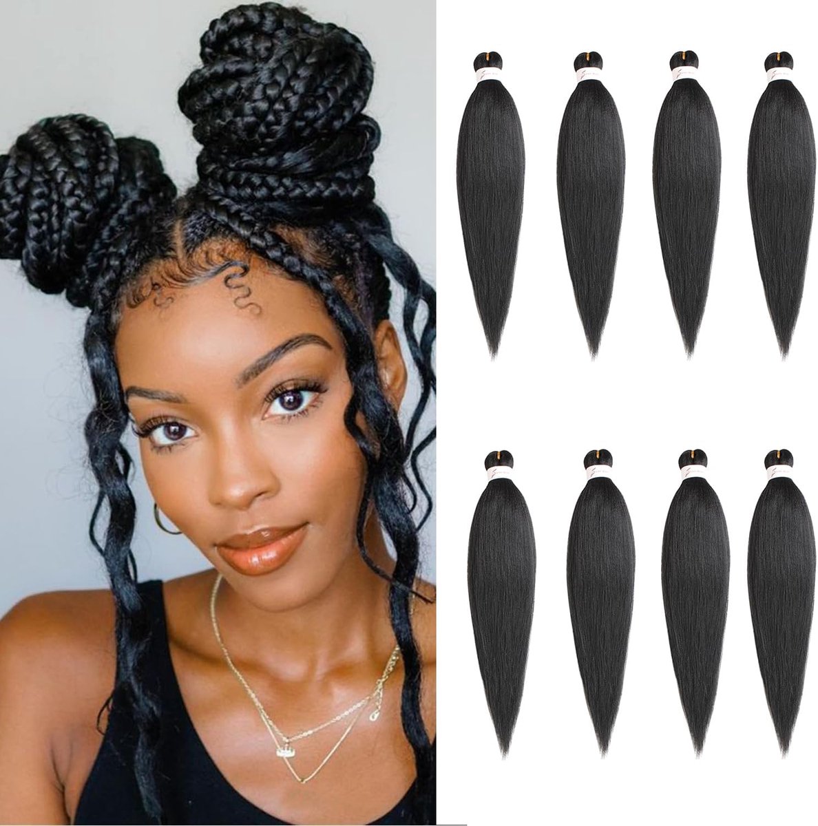 Vlechten Haar - Synthetisch Haar - Haar Styling - Voorgerekt & Voorgelust - 40 cm - Zwart