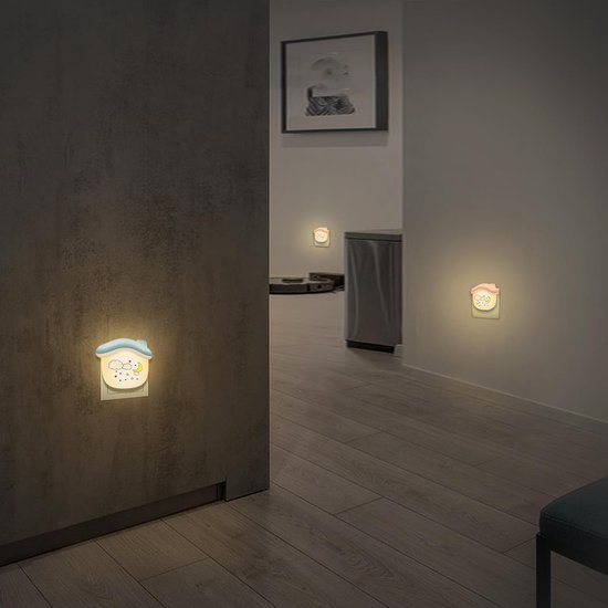 Nachtlampje Kinderen - Wandlampje Babykamer - Veilige Nachtrust - Automatische Schemeringssensor - 8 x 8 x 8 cm - Veelkleurig van Merkloos — afbeelding 4
