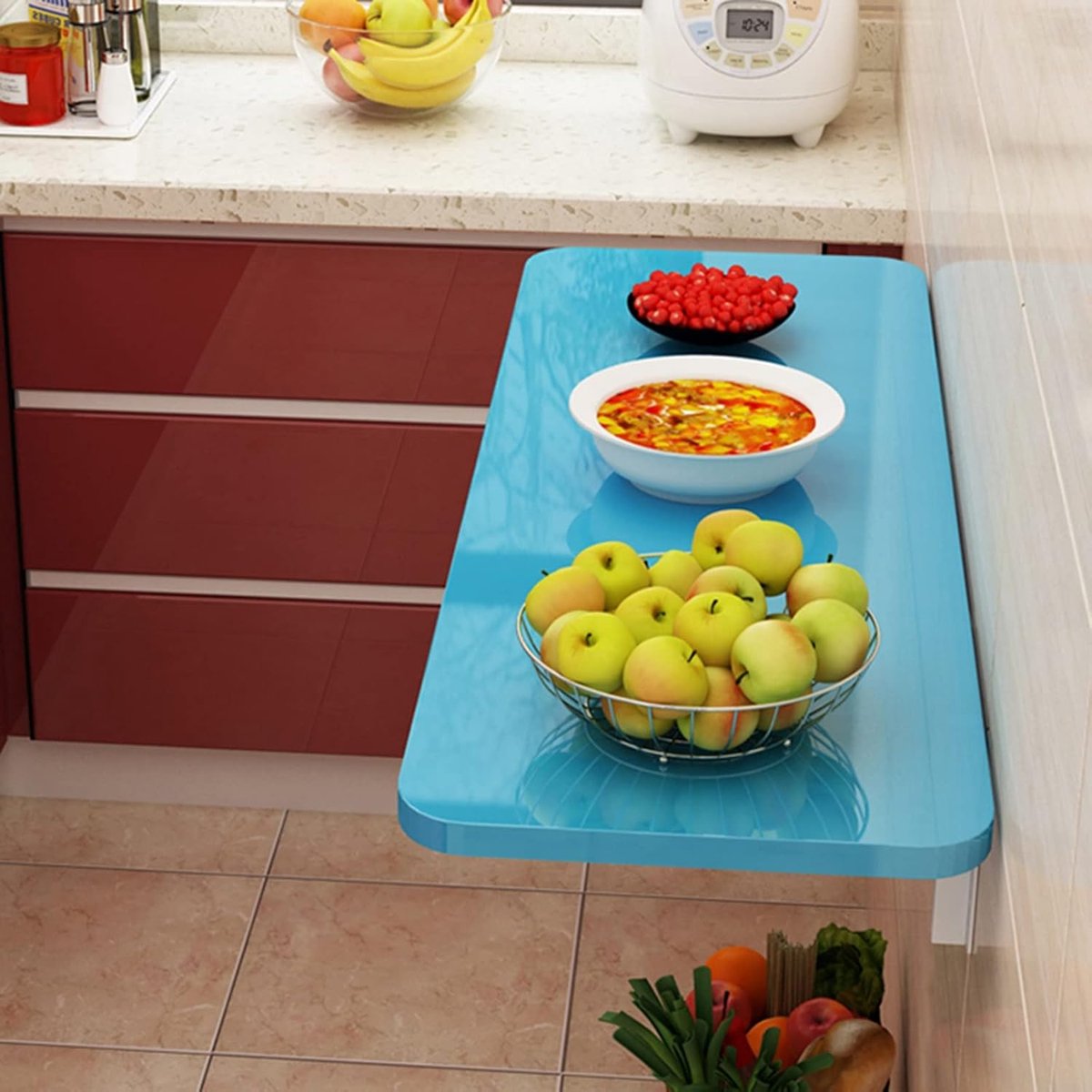 Vouw bureau - Wandtafel - Ruimtebesparend werken - Stevig draagvermogen - 50x40cm - Blauw