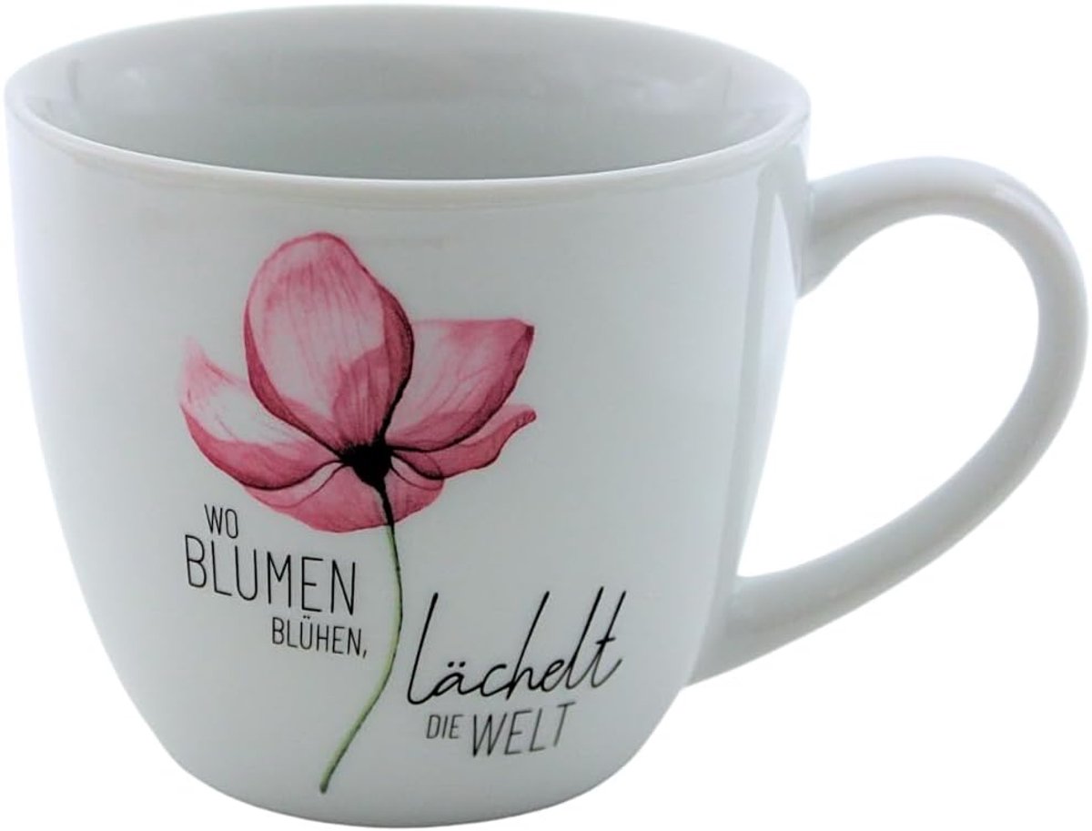 XXL Koffiemok - Grote Mok - Warme Dranken - Charmante Boodschap - 400 ml Inhoud - Bloesem Motief