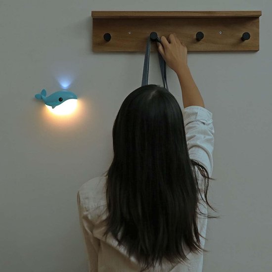 Wandlamp Bewegingsmelder - Nachtlamp Dier - Kinderkamer Decoratie - Oplaadbaar Draadloos - 100 Lumen - Blauw van Merkloos — afbeelding 3
