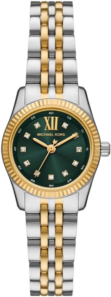 Dameshorloge - Polshorloge dames - Dagelijks gebruik - Tweekleurige armband - 26 mm kast - Groene wijzerplaat