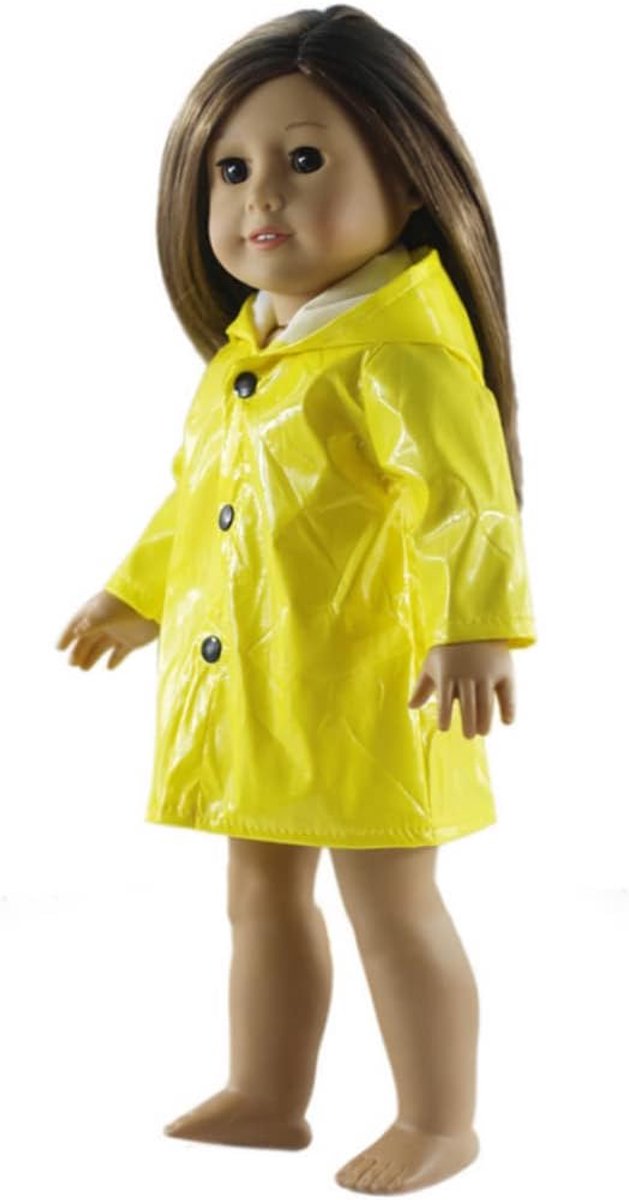 Pop Regenjas - Poppenkleding Set - Poppen Aankleden - Speciaal Ontworpen - 18 Inch Poppen - Geel van Merkloos — afbeelding 4
