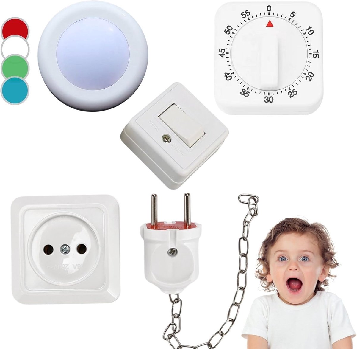 Busy Board Onderdelen - Sensorisch Speelgoed - Peuter Ontwikkeling - Montessori Educatief - 4 Delige Set - Wit