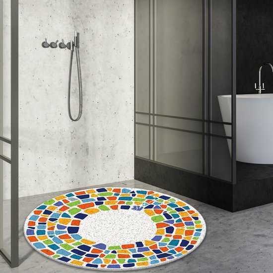 Douchemat Rond - Antislip Mat - Veilig Douchen - Sneldrogend met Gaten - 60 cm Diameter van Merkloos — afbeelding 2
