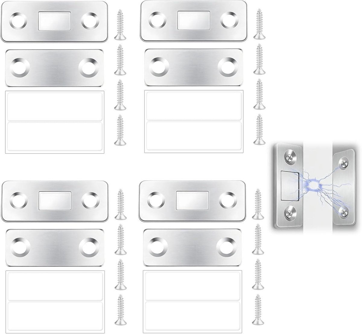 Magnetische Kastsloten - Zelfklevende Sluitingen - Kastdeur Beveiligen - Ultradun Ontwerp - 4 Stuks - Zilver