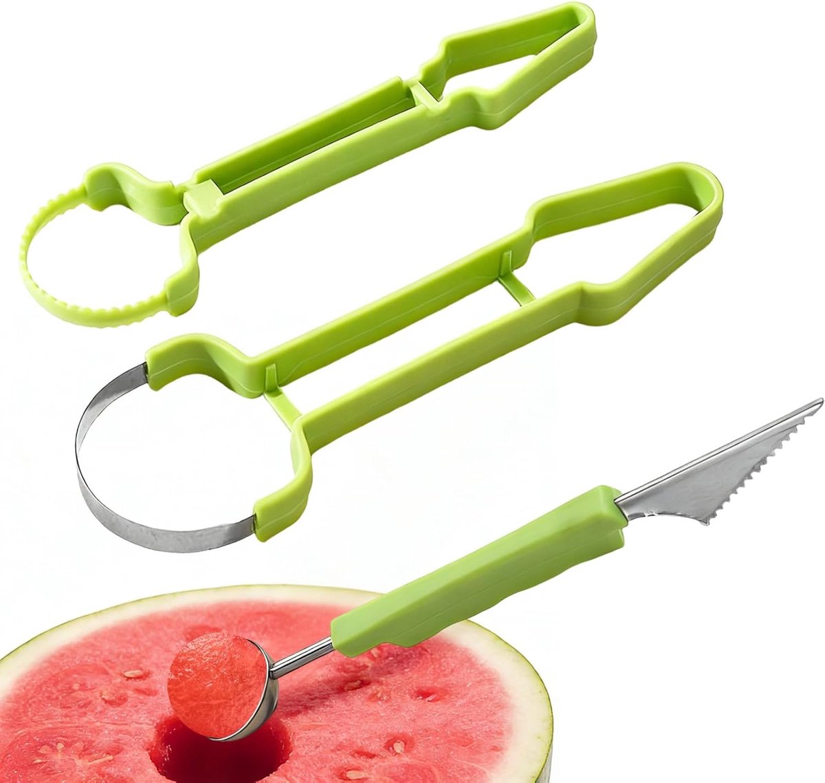 Fruitvormer Set - Meloen Snijder - Fruit Bereiden - Dubbelzijdig Ontwerp - 21 cm Lengte