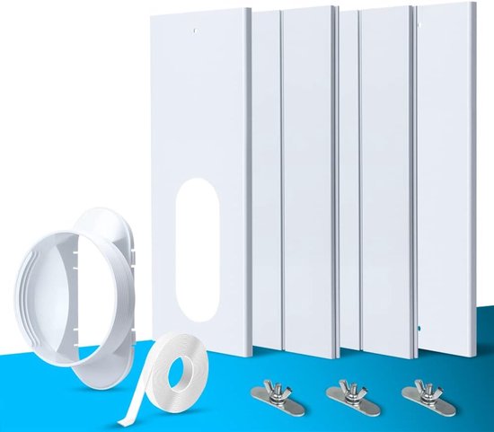 Raamafdichtingskit 300 cm voor mobiele airco en droger, verstelbare PVC panelen, geschikt voor schuif- en draaikiepramen