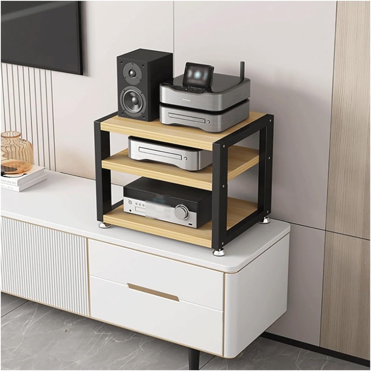 Audio Kast - Media Toren - Stereo Opbergen - Meerdere Lagen - 50x35x35.5cm - Houtkleurig