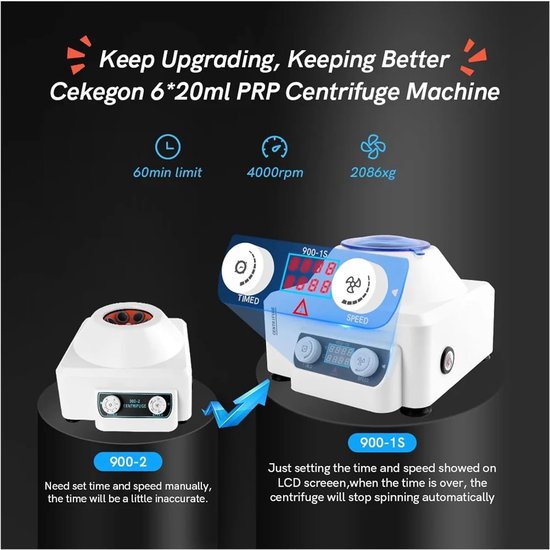Laboratorium Centrifuge - Bloed Scheider - Prp Plasma Scheiden - Digitale Timer Controle - 6x 15ml Buis — afbeelding 5