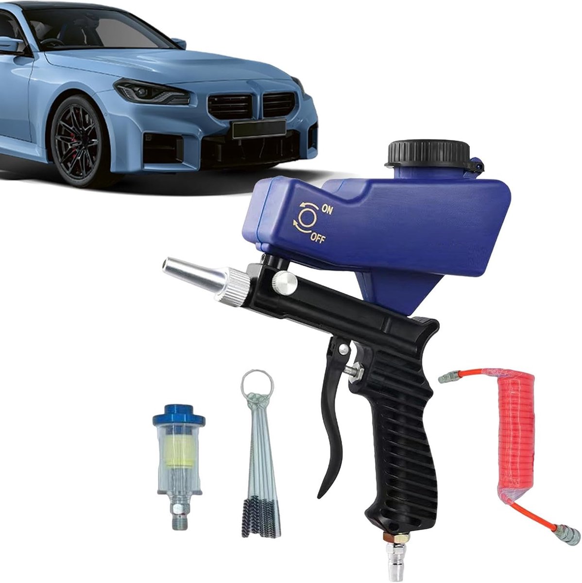 Verfspuit Machine - Zandstraal Tool - Metaal Behandelen - Verstelbare Klep - 600cc Tank - Blauw