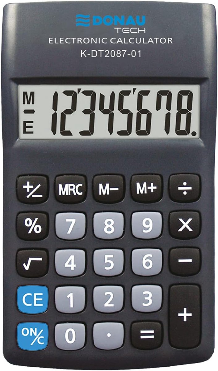 8-cijferige rekenmachine - Compact apparaat - Dagelijks gebruik - Wortelfunctie aanwezig - 18x9x1.9cm - Zwart