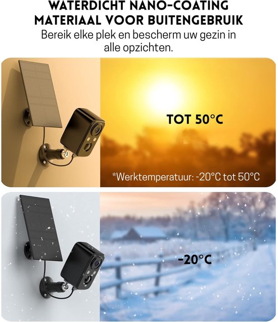 StayPowered Bewakingscamera - Altijd Beveiligd met Zonne-energie - 1080p HD - Gekleurd Nachtzicht - 5000mAh Accu - PIR Persoonsherkenning - 2-Weg Audio - IP66 Weerbestendig - Voor Binnen en Buiten - Zwart - Levering Sneller dan Aangegeven! van Merkloos — afbeelding 3