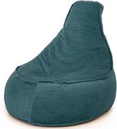 Drop & Sit Stoel Zitzak Ribstof - Zitzakfauteuil - Woonkamerzitzak - Poef – Petrol – 320 Liter – Voor Binnen