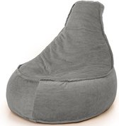 Drop & Sit Stoel Zitzak Ribstof - Zitzakfauteuil - Woonkamerzitzak - Poef – Grijs – 320 Liter – Voor Binnen