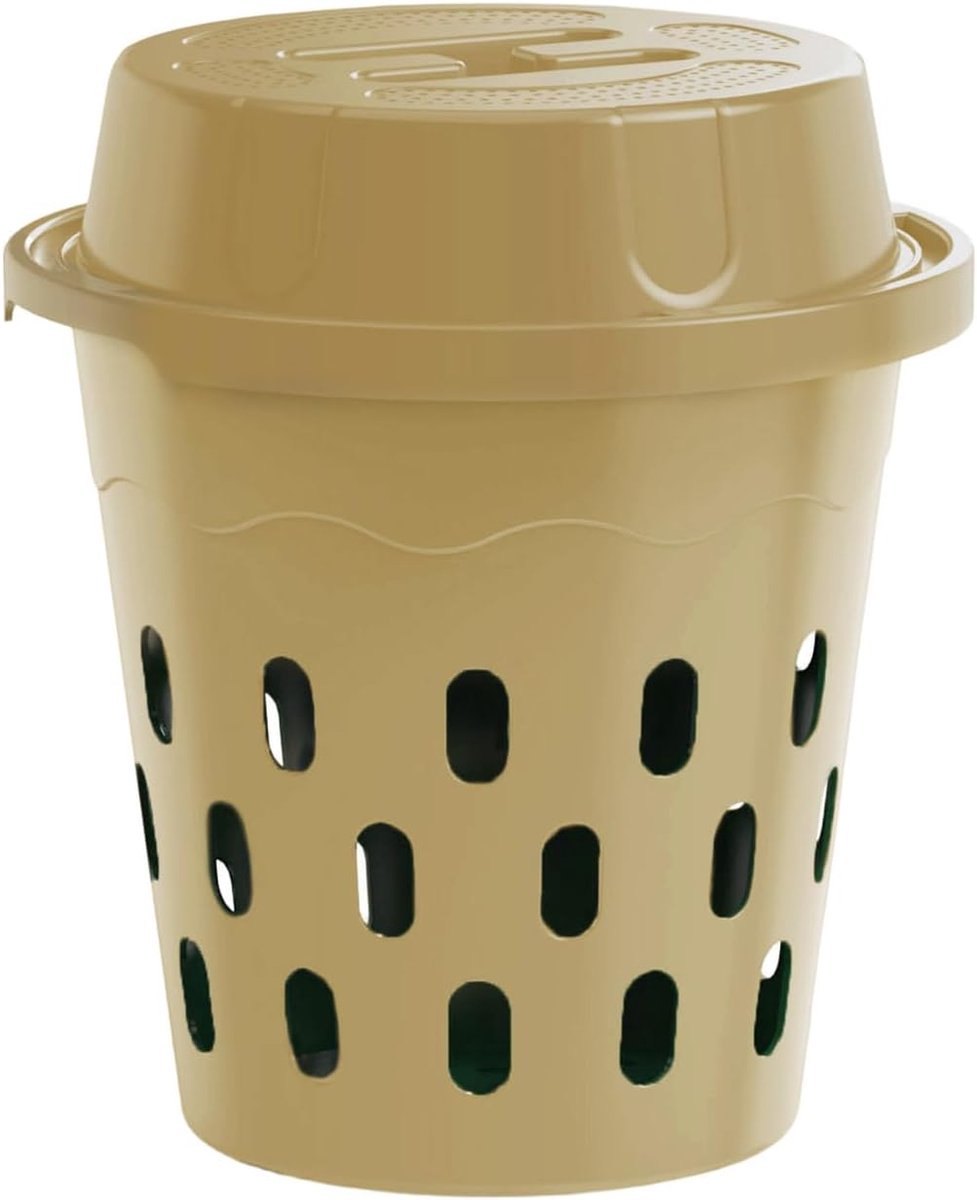 Wormcomposteerbak Inegraven - Wormenbak Tuin - Keukenafval Verwerken - Ventilatie Deksel - 24x24x27.4 cm - Beige