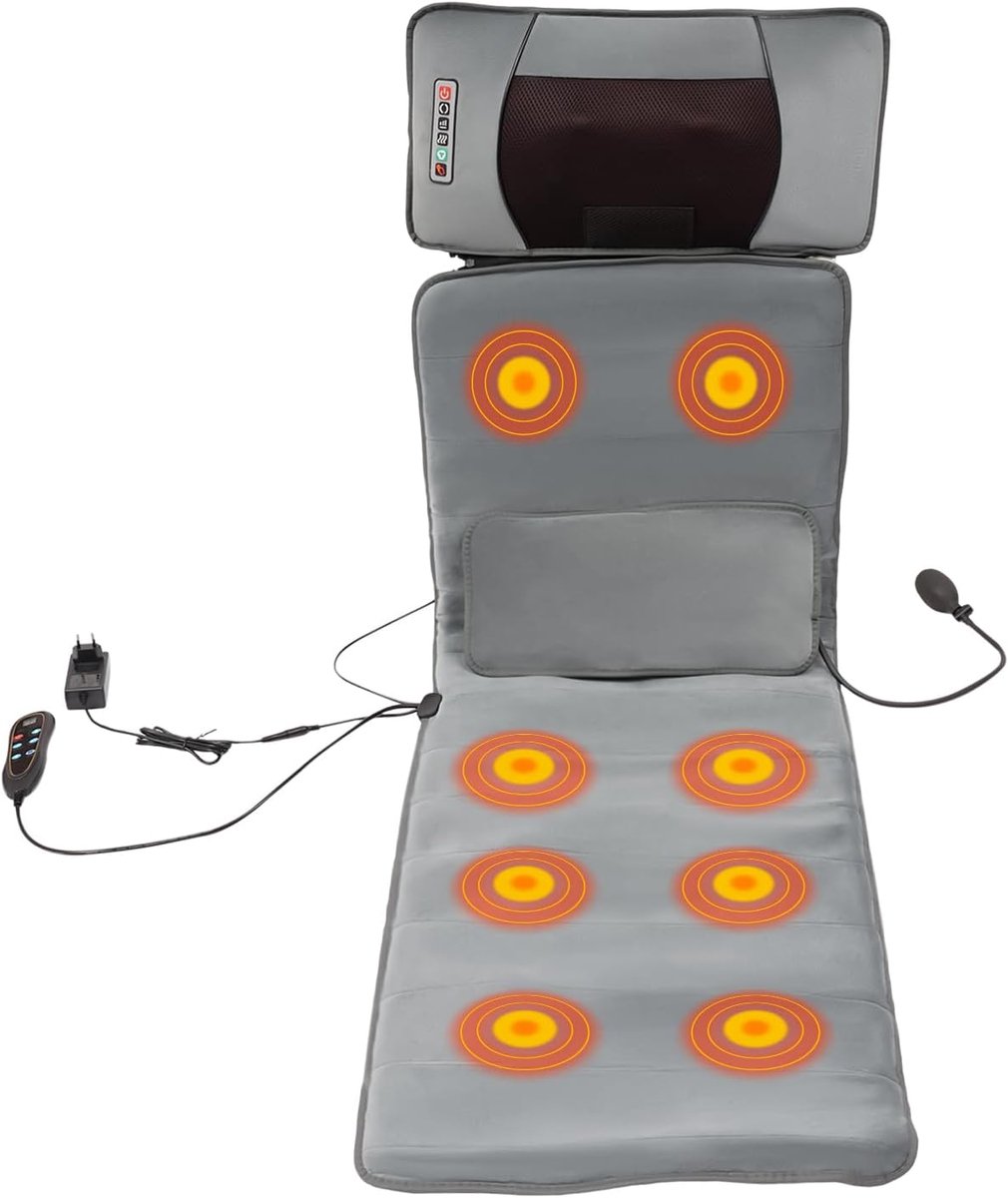 Massagemat - Lichaamsmassagekussen - Ontspanning Thuis - 20 Massagekoppen - 126 x 50 cm - Grijs