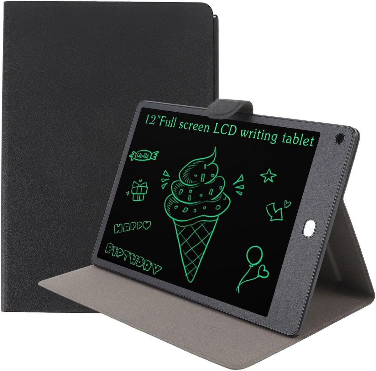 LCD Schrijftablet - Krabbelbord Tekentablet - Creatief Leren - Oogvriendelijk Kleurenscherm - 12 Inch - Zwart