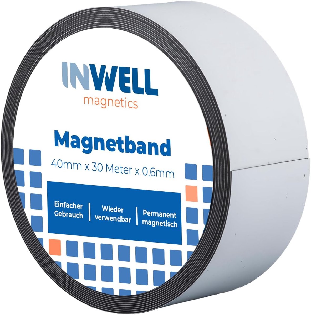 Magneetband Rol - Flexibele Magneet - Huis Organiseren - Zelfklevend - 40 mm breed - Wit