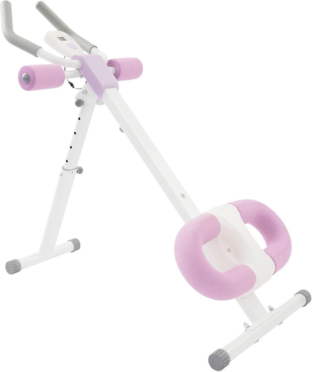 Buikspiertrainer Inklapbaar - Core Trainer Fitness - Thuis Trainen - Met LCD Display - 114x50.5x70cm - Paars