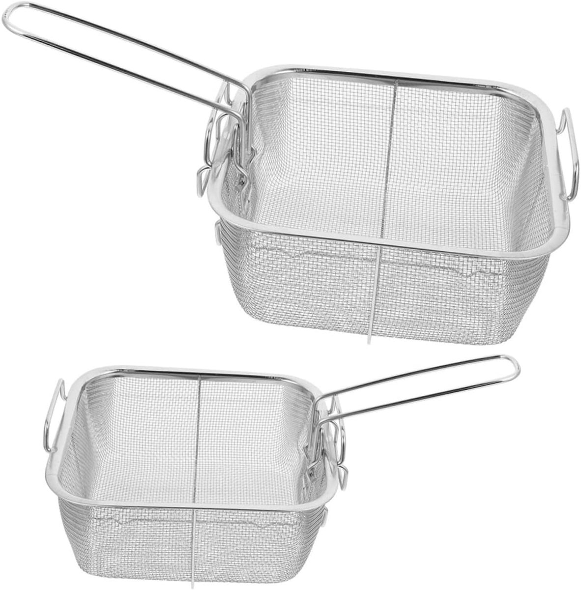 Frituurmand Met Gaas Zeefmand Kookmand Frituren En Koken Roestvrij Staal 21 x 9.5 cm Zilver