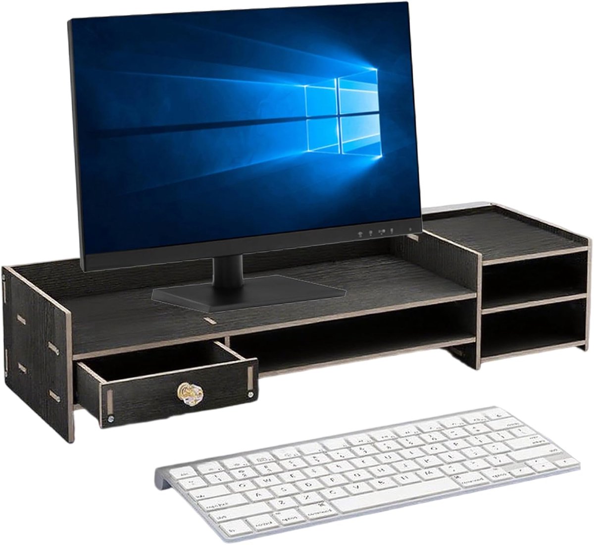 Monitor Verhoger - Bureau Organizer - Werkplek Verbeteren - Geïntegreerde Opbergruimte - 63.5 x 20 x 13.5 cm - Wit