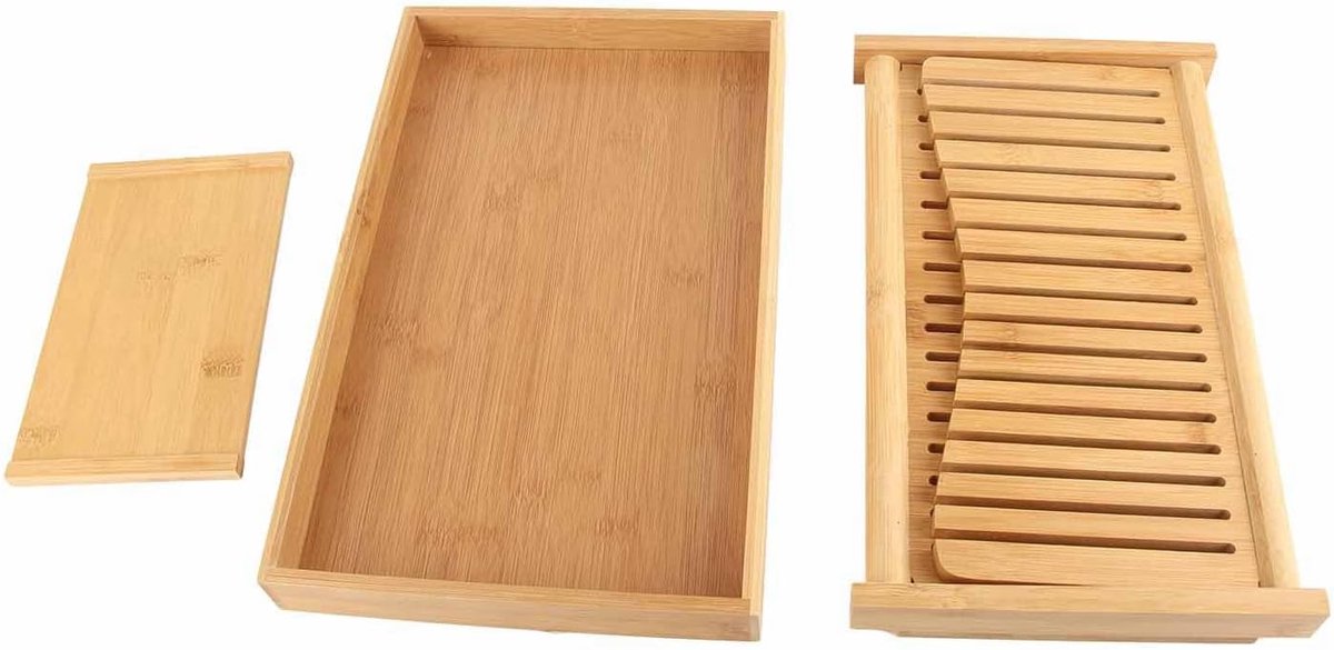 Broodsnijmachine Bamboe - Broodsnijgids Kruimellade - Gelijkmatig Snijden - Opvouwbaar Compact Ontwerp - 33x22x6 cm - Natuurlijk Bamboe