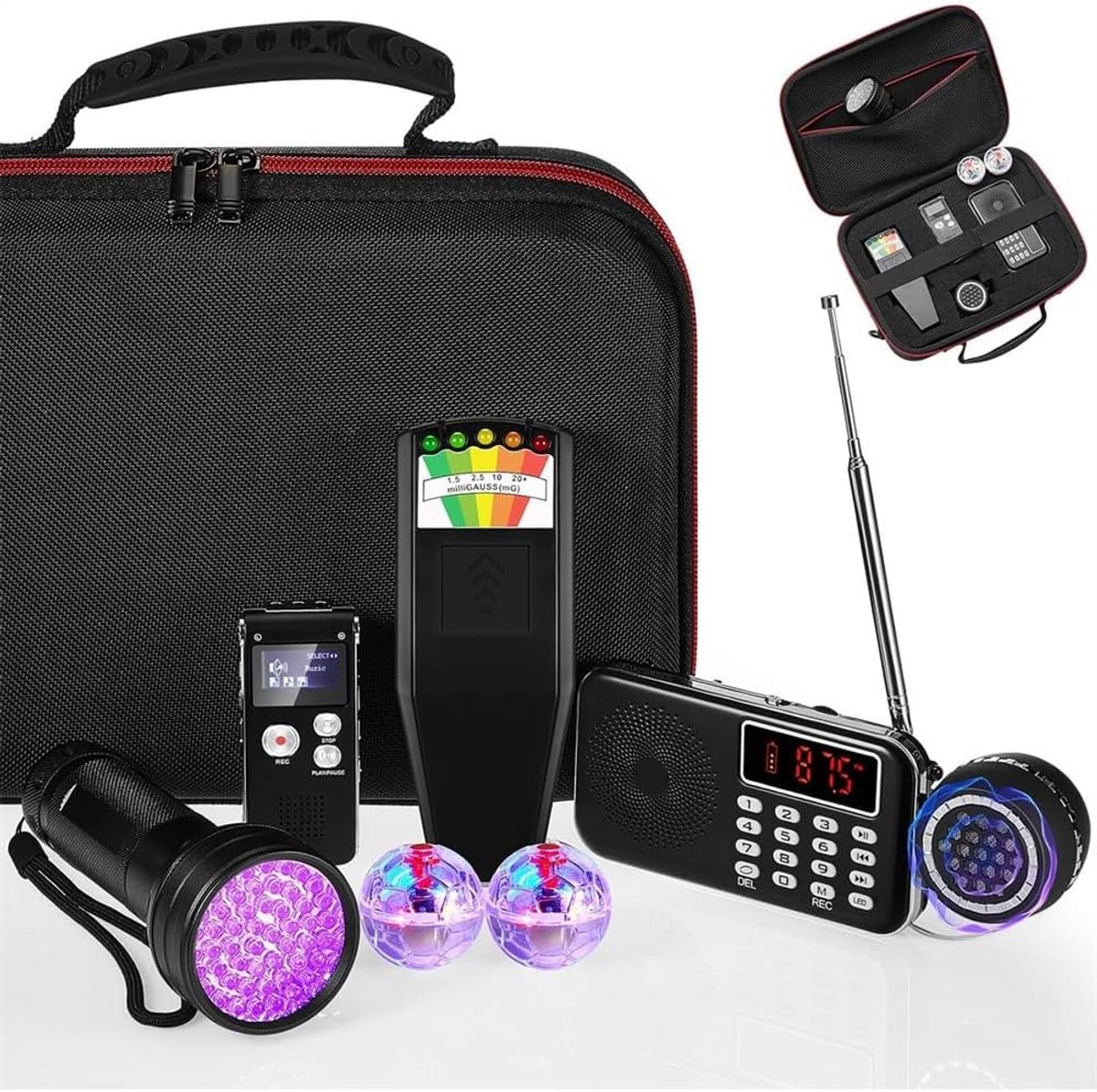 Opname Apparatuur Set - Digitale Recorder Kit - Diverse Metingen - 8 Delige Set - Inclusief Koffer - Zoals Afgebeeld