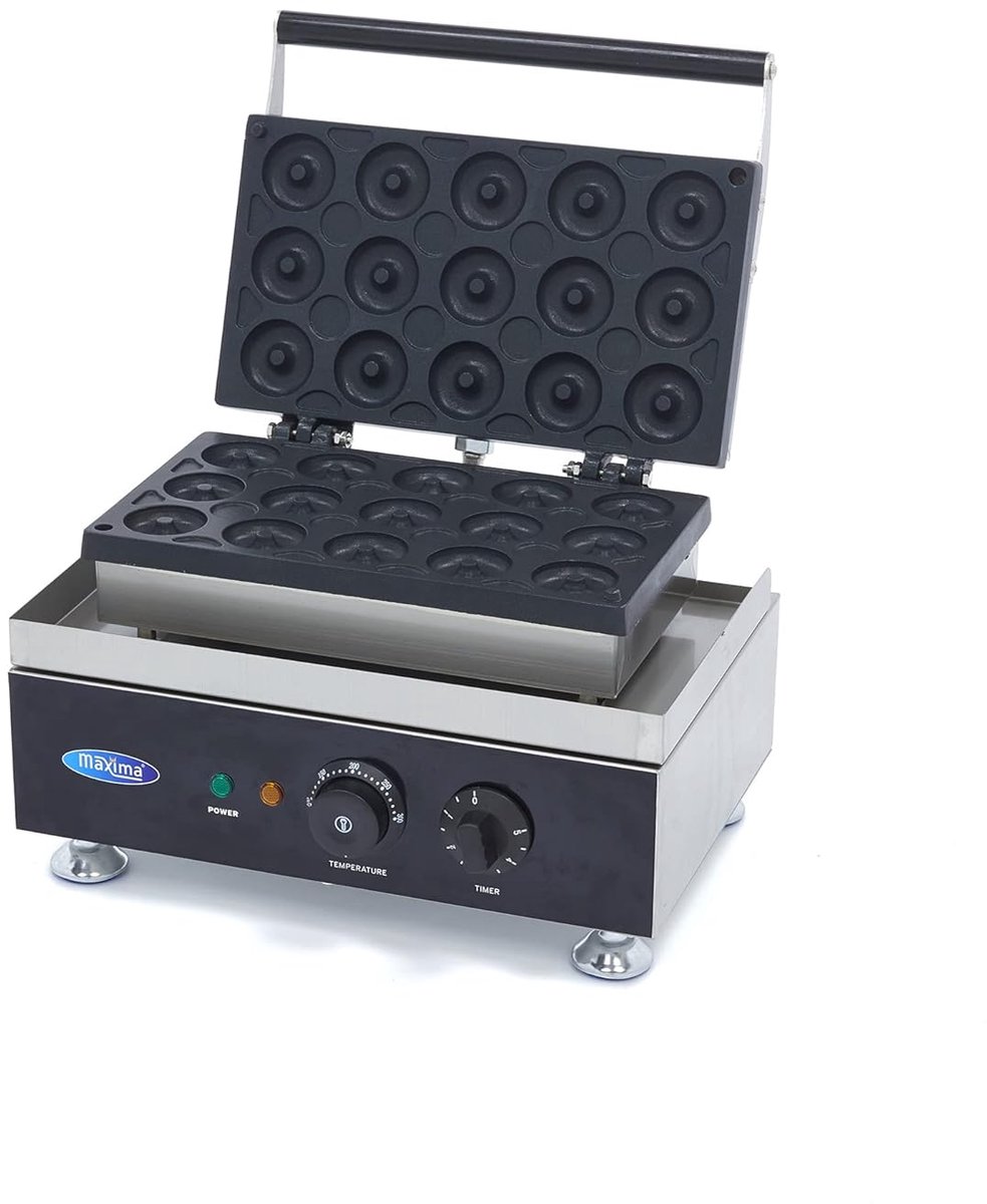 Mini Donutmaker - Kleine Donuts Bakken - Snel Snacks Maken - 15 Donuts Tegelijk - Ø 5 cm - Roestvrij Staal