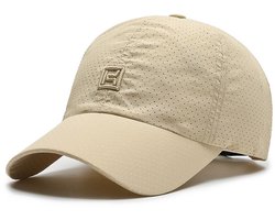 Geperforeerde Baseball Cap – Ademende, Sneldrogende Sportpet met Verstelbare Pasvorm en Zonbescherming voor Heren en Dames – Beige