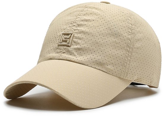 Geperforeerde Baseball Cap – Ademende, Sneldrogende Sportpet met Verstelbare Pasvorm en Zonbescherming voor Heren en Dames – Beige