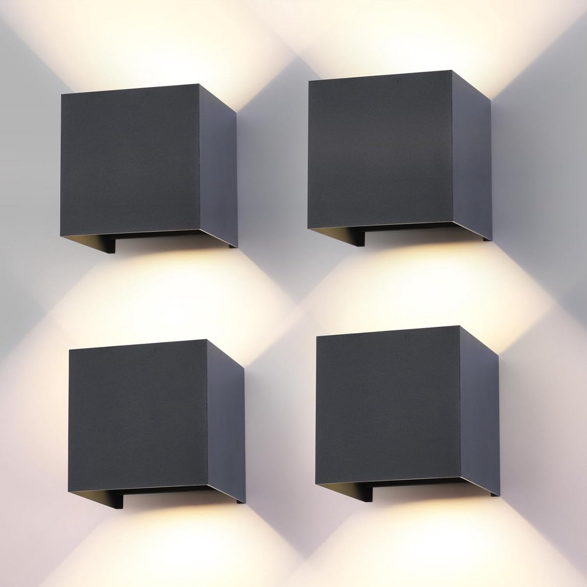 LED Wandlamp - Buitenlamp Kubus - Verlicht Huis - Verstelbare Lichtbundel - 11CM Vierkant - Antraciet