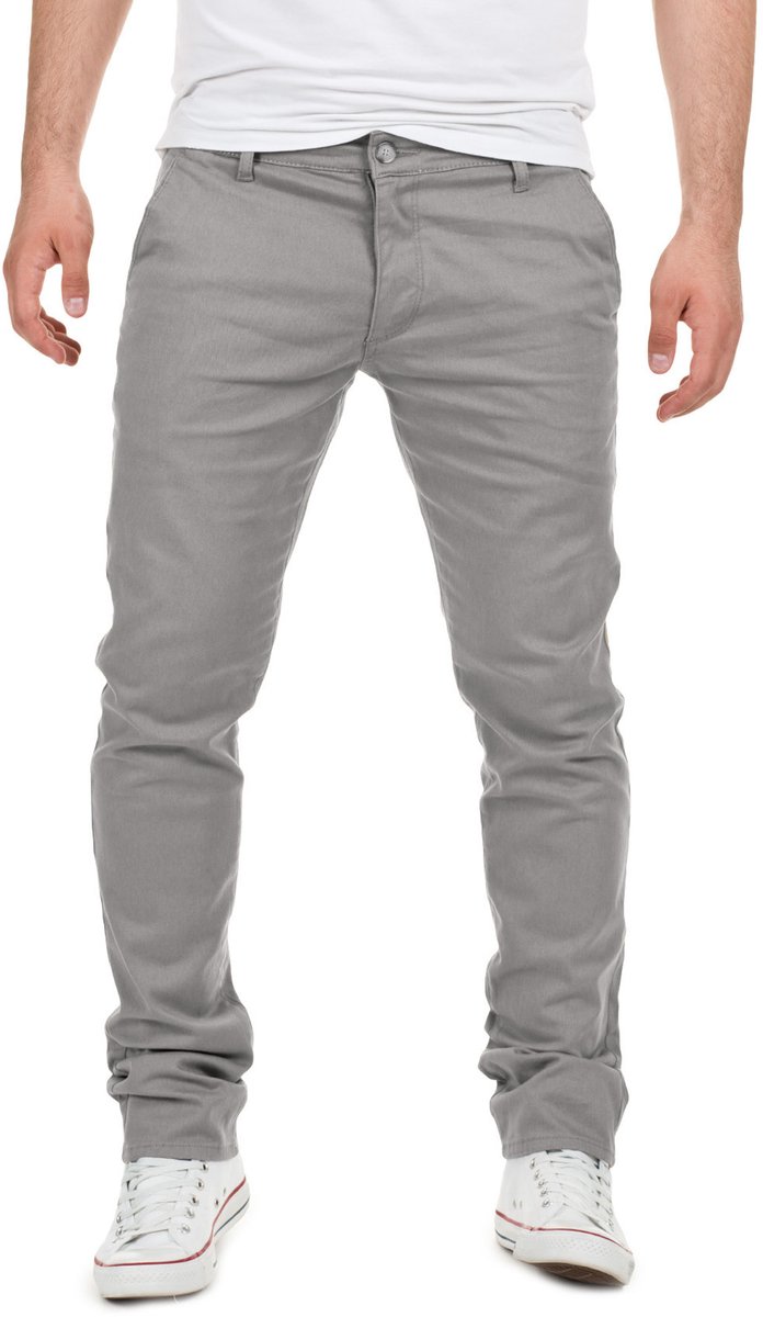 Yazubi Heren Chino Broek Dustin – Slim Fit – Katoen Stretch – Lichtgrijs – 5-pocket
