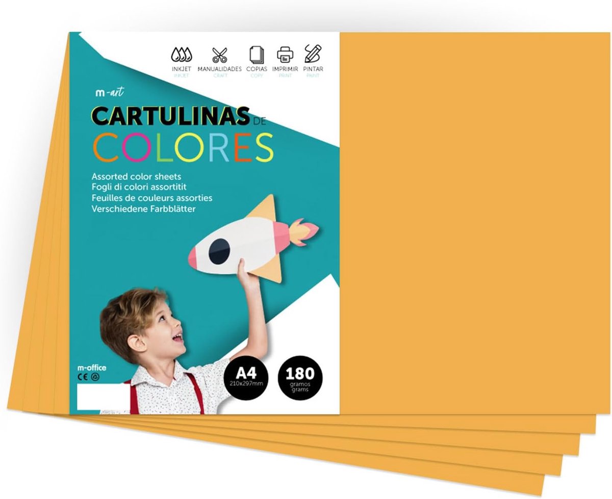 Gekleurd Karton - A4 Papier - Creatief Werk - 180 Gram Gewicht - A4 Formaat - Geel