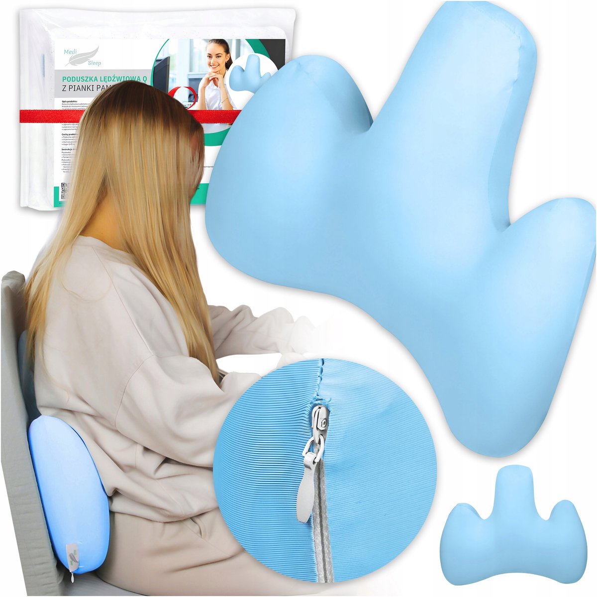 Medi Sleep - Lendenkussen - Auto/Bureau - Blauw - Memory Foam