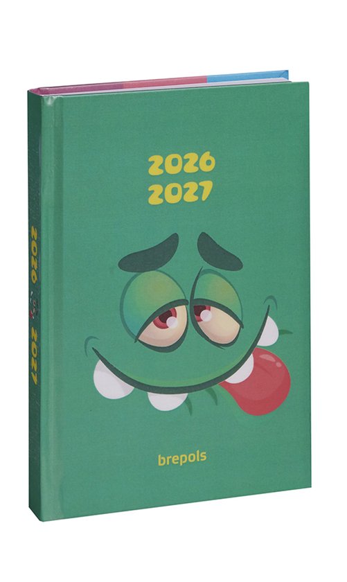 Brepols agenda 2026-2027 - MONSTERS - Schoolagenda - 1 dag per pagina - Stevige omslag - Dagoverzicht - Groen - 11.5 x 16.9 cm