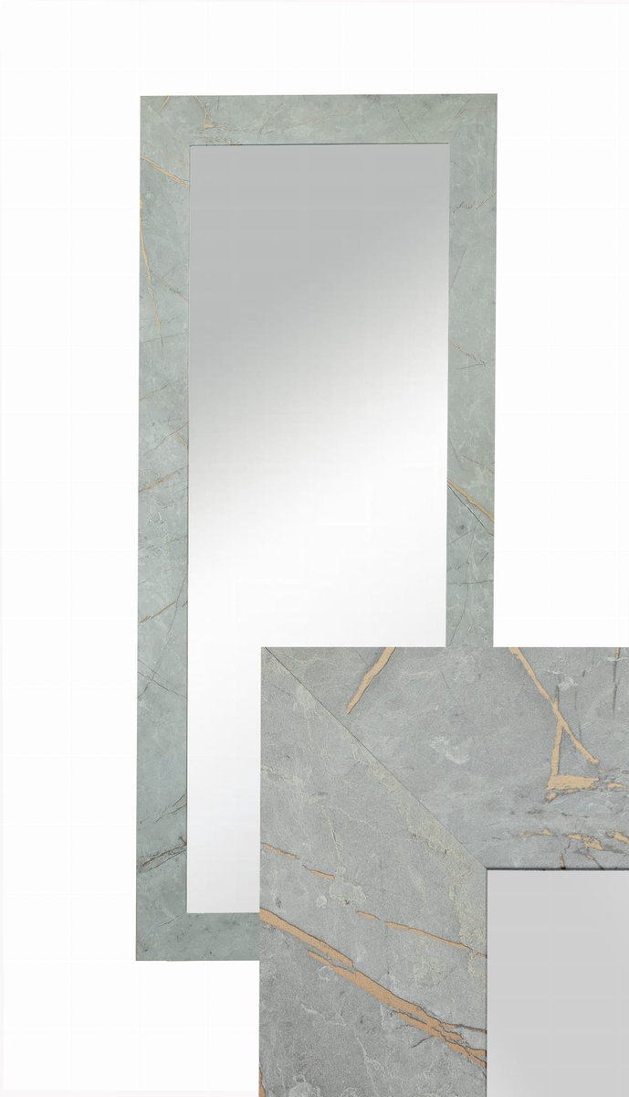 Grey Caspio Serie - Rechthoekige Spiegel - 50x120 cm - Beton en Goud - MDF Frame