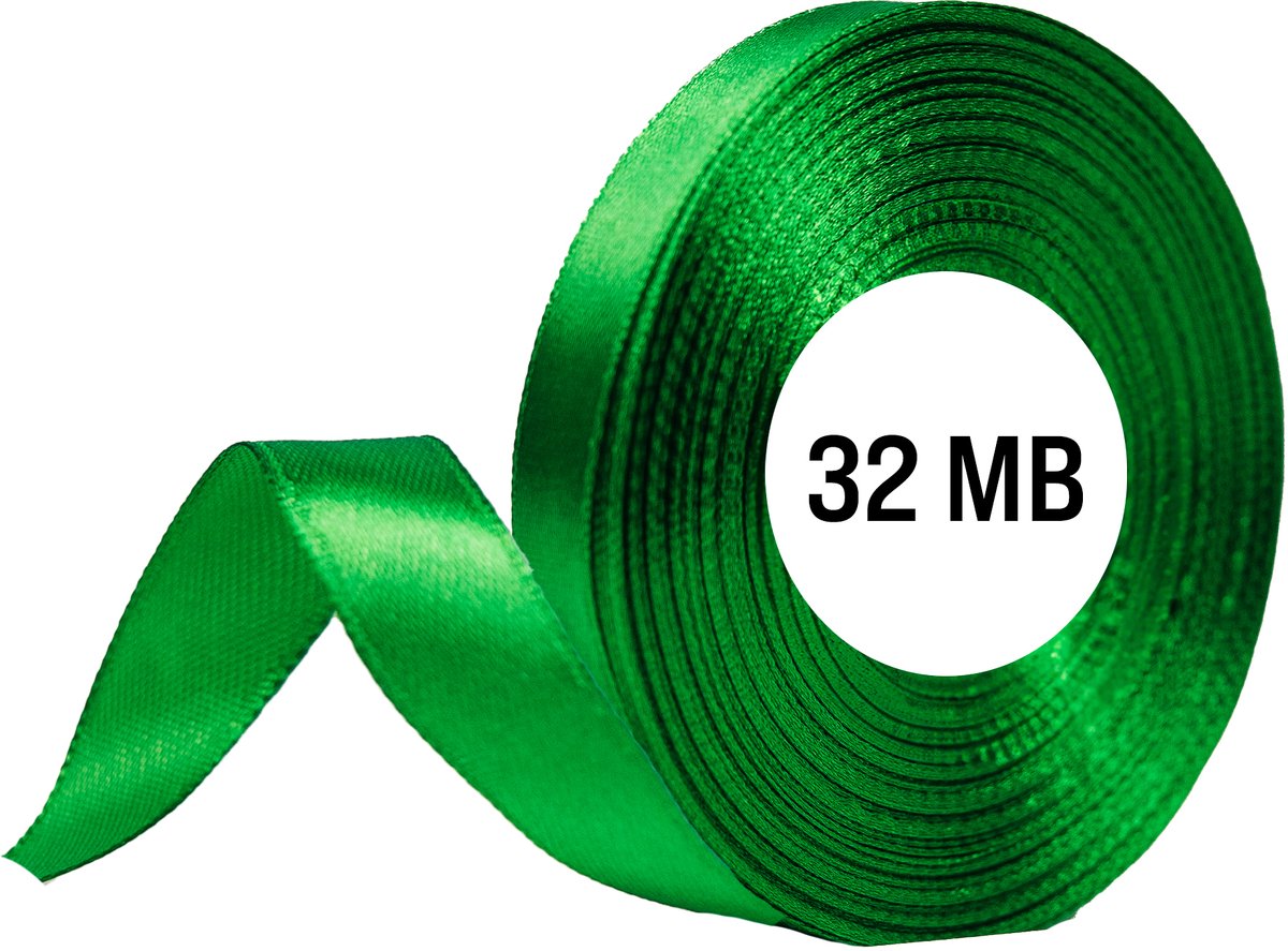 zOkienkiem - Decoratieve Satijnen Lint - Groen - 12mm - 32m
