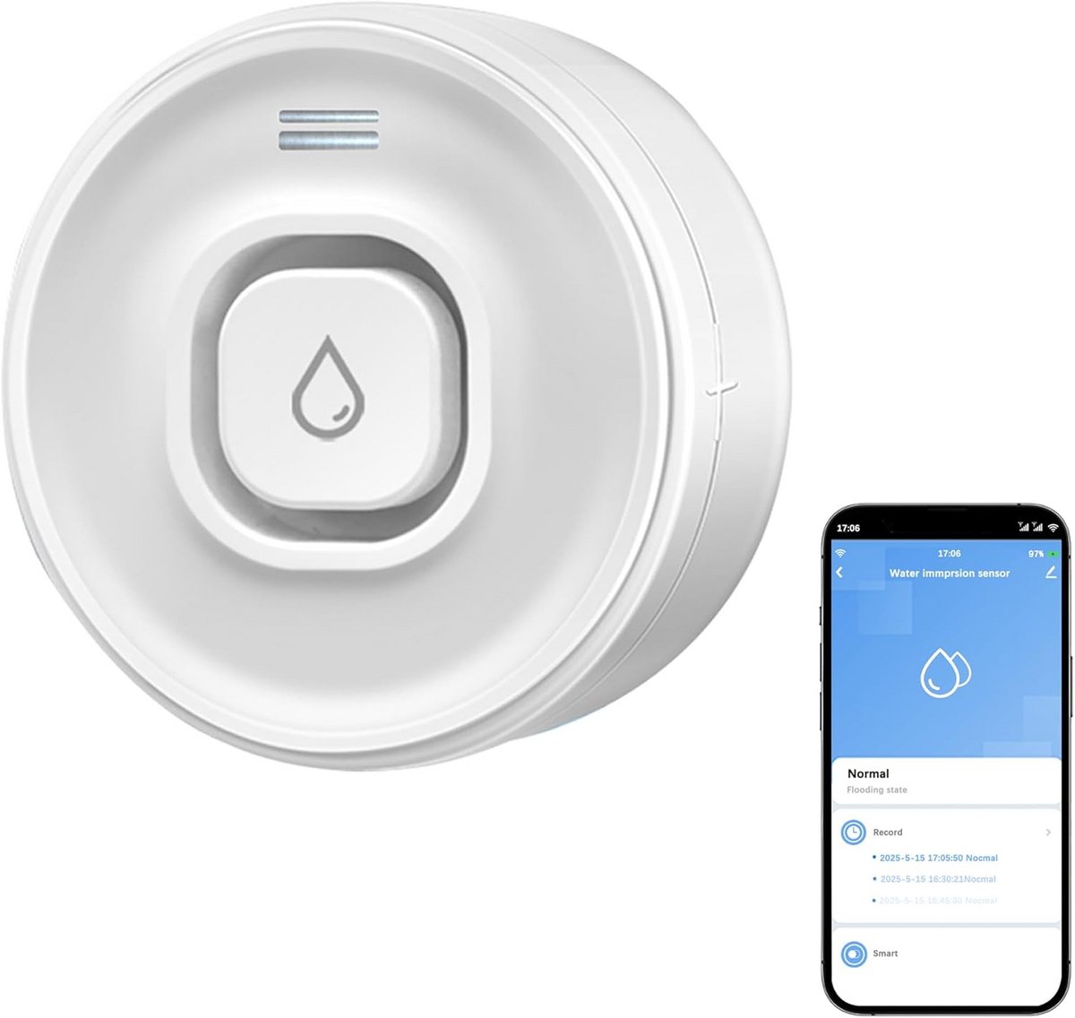 Water Sensor - Lekdetector Alarm - Huis Beveiligen - 100dB Geluidssignaal - 2x2x1 cm