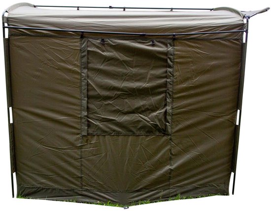 Groene vis tent met raam op de achterkant.