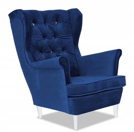 Foto: Family meble gaja scandinavische fotel indigo blauw welvet stof