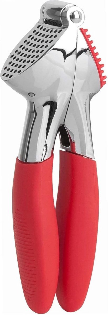 Knoflookpers - Keuken Gadget - Snel Koken - Schoon Werken - 23 x 7.5 cm - Rood