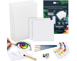 Verfset Acrylverf - Schilderset Hobby - Creatief Schilderen - Complete Kunstenaarsset - 20x20 30x40 cm - Meerkleurig